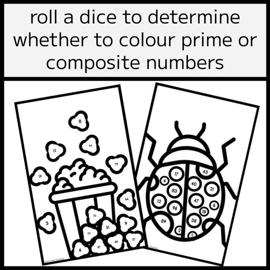 Prime & Composite Numbers Dice Colouring Game