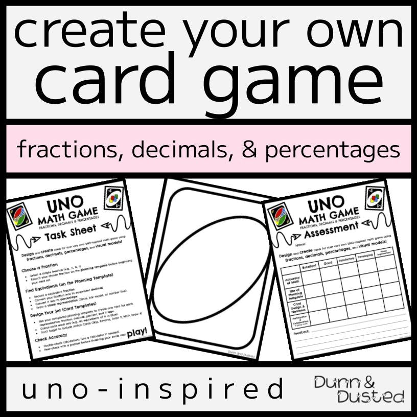Design & Create a Card Game - Fractions, Decimals, & Percentages