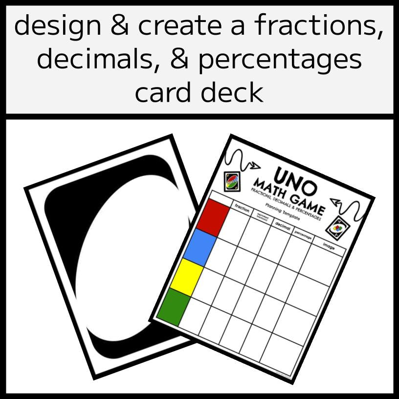 Design & Create a Card Game - Fractions, Decimals, & Percentages