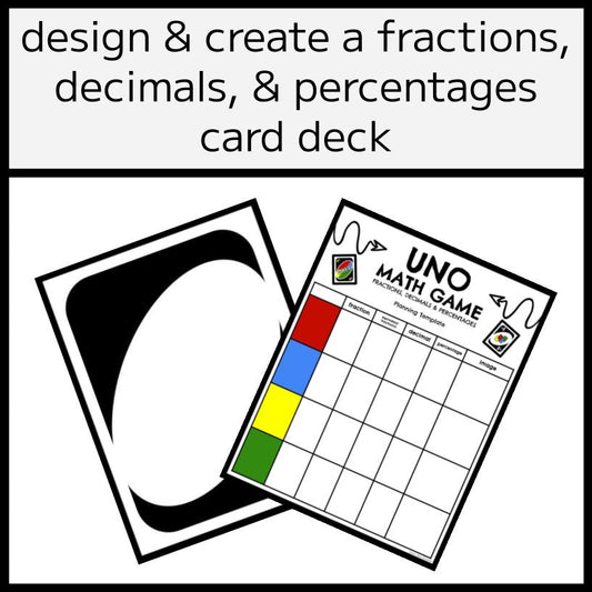 Design & Create a Card Game - Fractions, Decimals, & Percentages