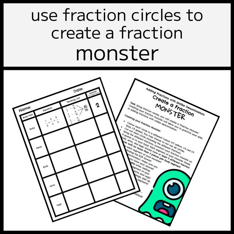 Fraction Monster Project - Adding Fractions with Unlike Denominators