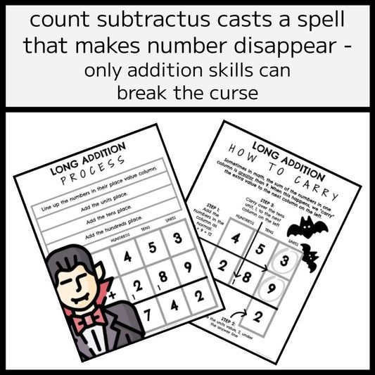 Addition 'Vampire Style' Story, Posters, & Worksheets