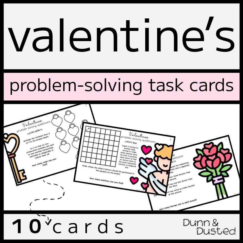 Valentine's Day Problem Solving Question Cards - 10 Cards & Answers