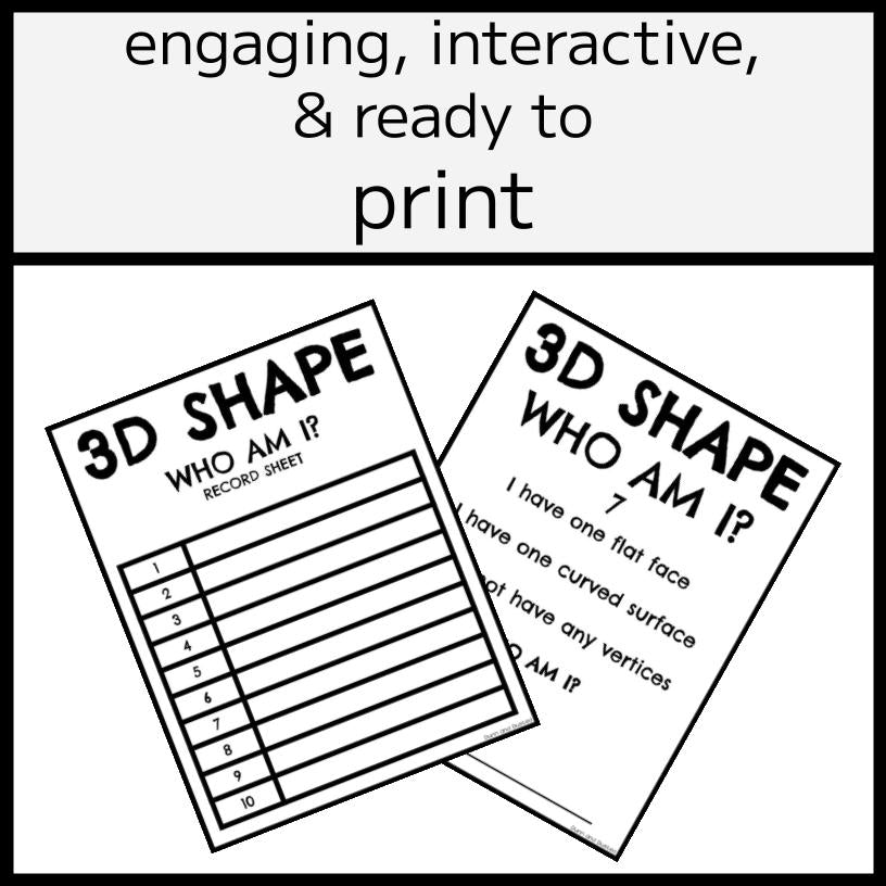 3D Shape Properties 'Who Am I?' Activity