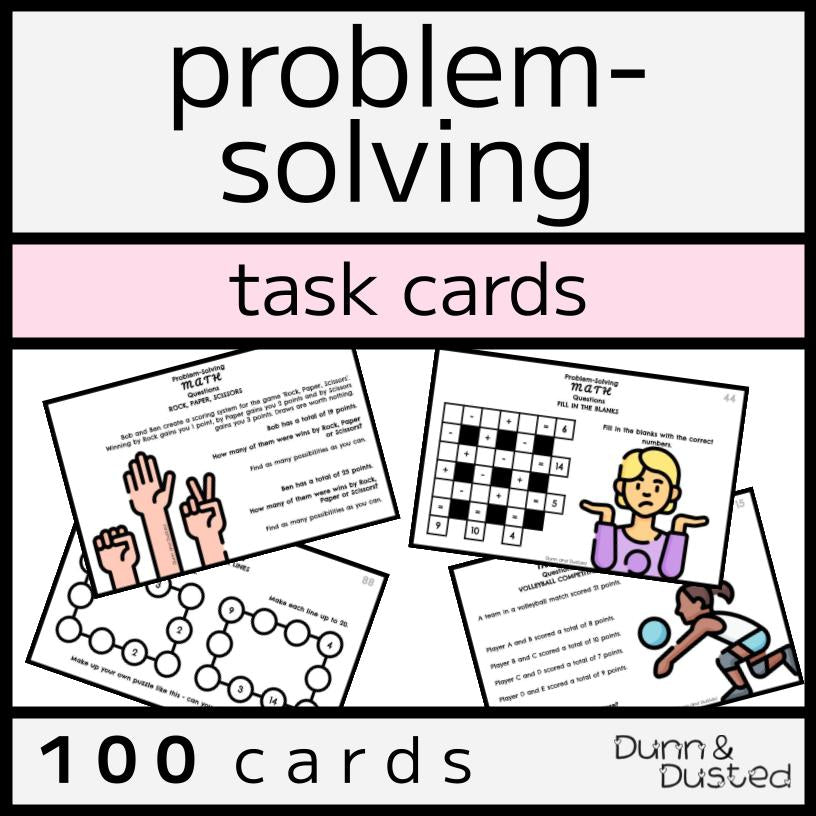A Year of Math Problem Solving Question Cards - 100 Cards & Answers