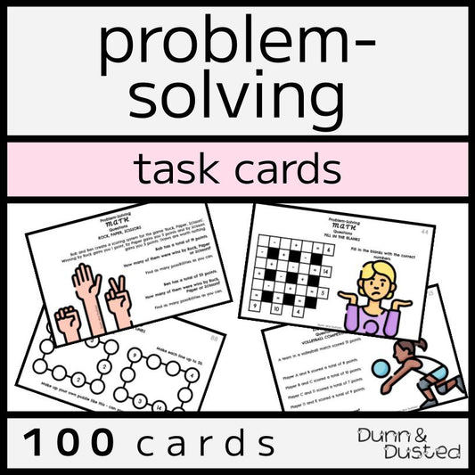 A Year of Math Problem Solving Question Cards - 100 Cards & Answers